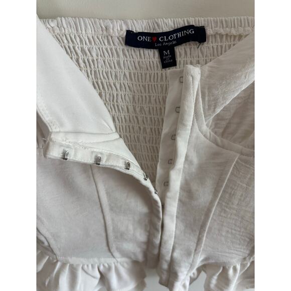 Women’s White Corset Style Ruffle Hem Top Size M— Y2K Aesthetic | Coquette Style - Picture 4 of 10